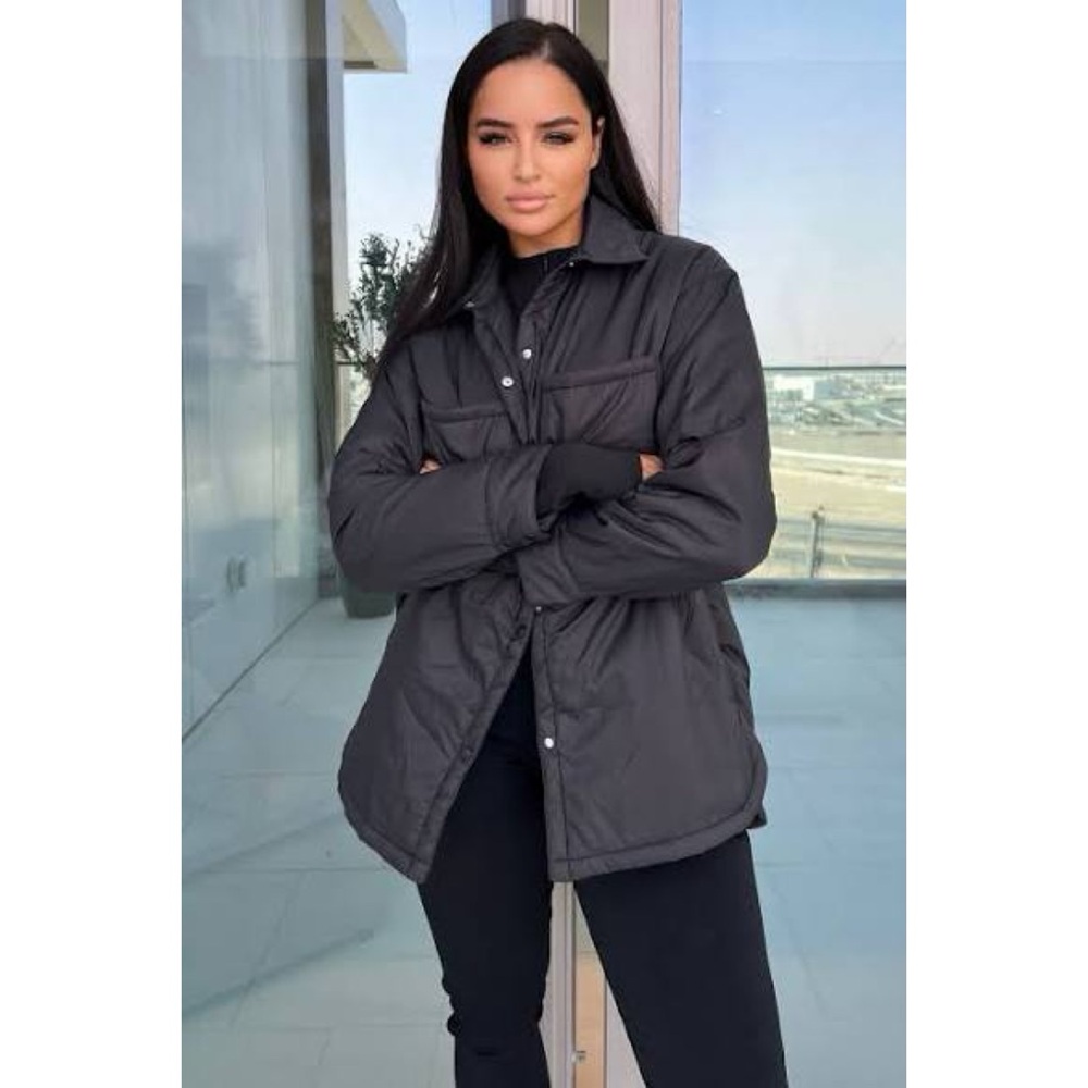 Fashion Nova Black Quilted Puffer Jacket – Size L